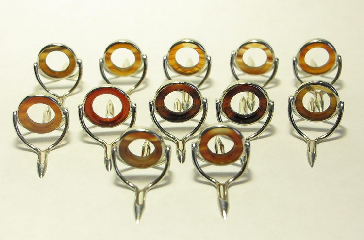 NICKEL SILVER 8MM AMBER AGATE STRIPPING GUIDE FOR YOUR BAMBOO ROD 